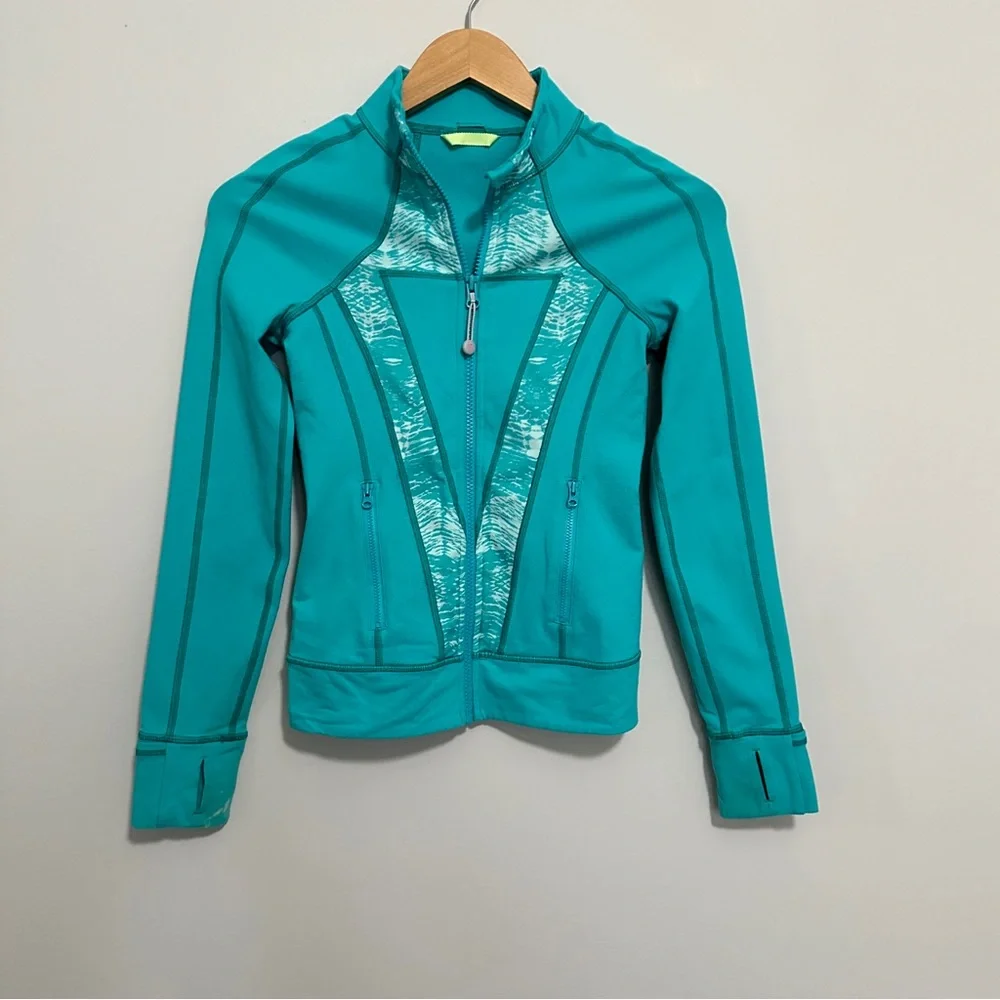 Ivivva Perfect Your Practice Jacket Teal Girl’s Size 10 Full Zip *Flawed